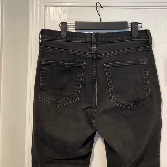 Everlane Size 30 Black Zip Up Stretch Cotton Denim Jeans Raw Hem Copped - Picture 7 of 13